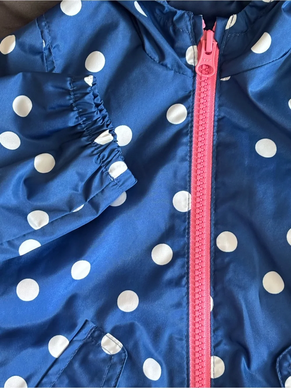 NWOT Carter's Navy Polka Dot Hooded Jacket with Pink Zipper 12m